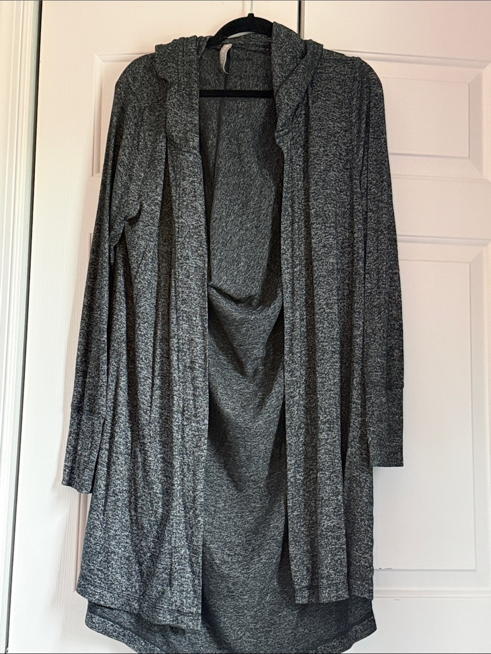 Athleta Gray Open Front Light Weight Hooded Cardigan